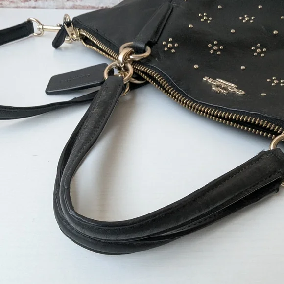 Coach Kelsey Leather Satchel with Crossbody strap Decorative Gold Grommets - Picture 12 of 16